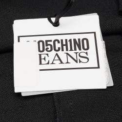 Moschino Jeans Black Wool Blend Pleated Buckle Detail Mini Skirt M