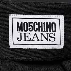 Moschino Jeans Black Wool Blend Pleated Buckle Detail Mini Skirt M