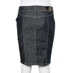 Pre Owned Moschino Jeans Navy Blue Zip Up Mini Skirt L