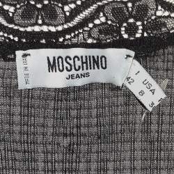 Moschino Jeans Black Lace Trim Stretch Crepe Sleeveless Mini Dress M 