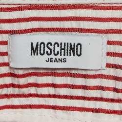 Moschino Jeans White/Red Stripe Crepe Tiered Short Skirt S