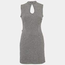 Moschino Jeans Black/White Houndstooth Wool Blend Mini Dress M
