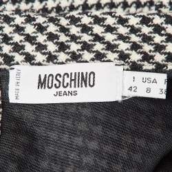 Moschino Jeans Black/White Houndstooth Wool Blend Mini Dress M