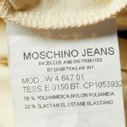 Moschino Jeans Yellow Logo Embroidery and Flock Print Jersey T-Shirt M