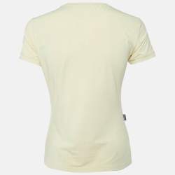 Moschino Jeans Yellow Logo Embroidery and Flock Print Jersey T-Shirt M
