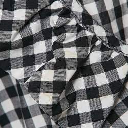 Pre Owned Moschino Jeans Black/White Gingham Cotton Smocked Mini Dress M