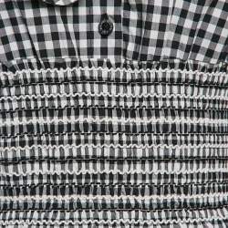 Pre Owned Moschino Jeans Black/White Gingham Cotton Smocked Mini Dress M