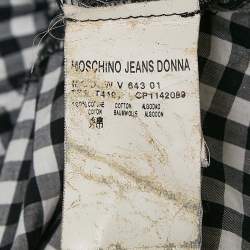 Pre Owned Moschino Jeans Black/White Gingham Cotton Smocked Mini Dress M