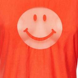 Moschino Jeans Orange Smile Print Cotton Blend Knit T-Shirt L