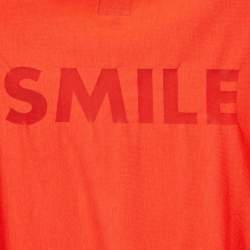 Moschino Jeans Orange Smile Print Cotton Blend Knit T-Shirt L