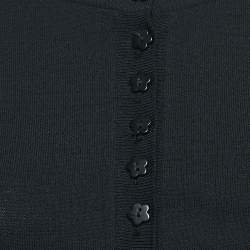 Moschino Jeans Black Stretch Knit Buttoned Crop Cardigan M