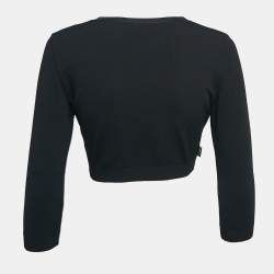 Moschino Jeans Black Stretch Knit Buttoned Crop Cardigan M