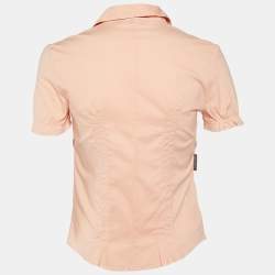 Moschino Jeans Peach Cotton Flower Detail Button Front Shirt M