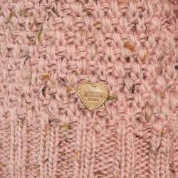 Pre Owned Moschino Jeans Pink Wool Crochet Turtle Neck Sweater S