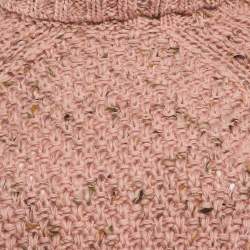 Pre Owned Moschino Jeans Pink Wool Crochet Turtle Neck Sweater S