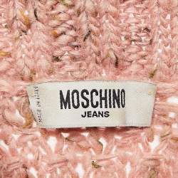 Pre Owned Moschino Jeans Pink Wool Crochet Turtle Neck Sweater S
