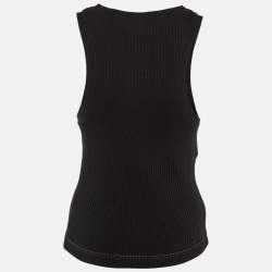 Moschino Black Logo Applique Rib Knit Tank Top L
