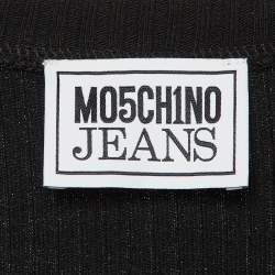 Moschino Black Logo Applique Rib Knit Tank Top L