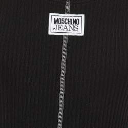 Moschino Black Logo Applique Rib Knit Tank Top L