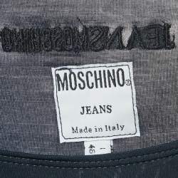 Pre Owned Moschino Jeans Navy Blue Jersey Side Slit Maxi Dress L
