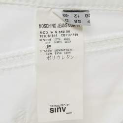Pre Owned Moschino Jeans White Denim Button Detail Pencil Skirt M Waist 31"