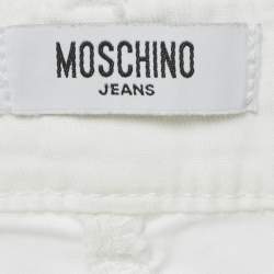 Pre Owned Moschino Jeans White Denim Button Detail Pencil Skirt M Waist 31"