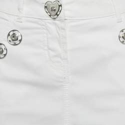Pre Owned Moschino Jeans White Denim Button Detail Pencil Skirt M Waist 31"