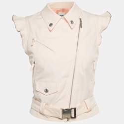 مملوكة مسبقًا Moschino Jeans Pink Cotton Blend Biker Vest Jacket S