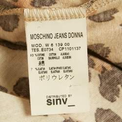 Pre Owned Moschino Jeans Brown Animal Print Cotton Top & Skirt Set S/M