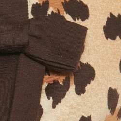 Pre Owned Moschino Jeans Brown Animal Print Cotton Top & Skirt Set S/M