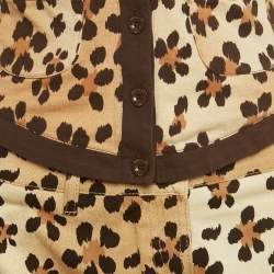 Pre Owned Moschino Jeans Brown Animal Print Cotton Top & Skirt Set S/M