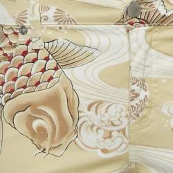 Pre Owned Moschino Jeans Cream Printed Denim Jeans S Waist 28" 