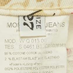 Pre Owned Moschino Jeans Cream Printed Denim Jeans S Waist 28" 