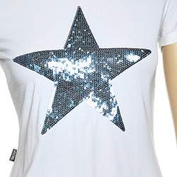 Moschino Jeans White Cotton Star Embellished Short Sleeve T-Shirt M