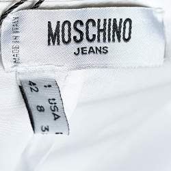 Moschino Jeans White Cotton Halter Neck Collared Mini Dress M