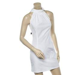 Moschino Jeans White Cotton Halter Neck Collared Mini Dress M