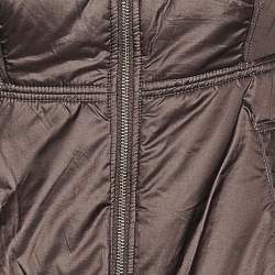 Pre Owned Moschino Jeans Brown Technical Fabric Peplum Hoodie Jacket M