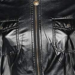 Moschino Jeans Black Coated Button Front Jacket S