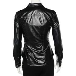 Moschino Jeans Black Coated Button Front Jacket S