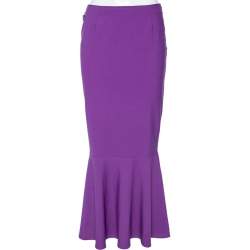 Pre Owned Moschino Jeans Purple Wool Blend Ruffle Hem Midi Skirt S
