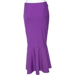 Pre Owned Moschino Jeans Purple Wool Blend Ruffle Hem Midi Skirt S