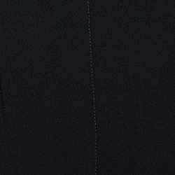 Pre Owned Moschino Jeans Black Crepe & Poplin Ruffled V Neck Dress L