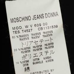 Pre Owned Moschino Jeans Black Crepe & Poplin Ruffled V Neck Dress L