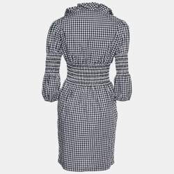 Pre Owned Moschino Jeans Monochrome Gingham Check Cotton Dress M