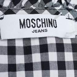 Pre Owned Moschino Jeans Monochrome Gingham Check Cotton Dress M