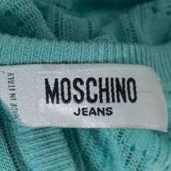 Pre Owned Moschino Jeans Blue Knit Sleeveless Top & Button Front Cardigan Set M