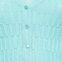 Pre Owned Moschino Jeans Blue Knit Sleeveless Top & Button Front Cardigan Set M