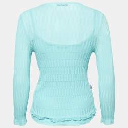 Pre Owned Moschino Jeans Blue Knit Sleeveless Top & Button Front Cardigan Set M