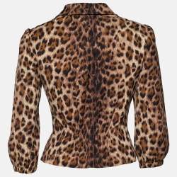 Moschino Jeans Brown Animal Print Button Front Blazer M