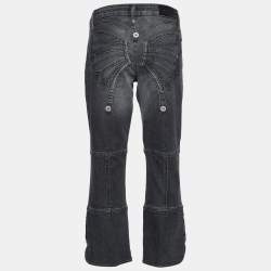 Pre Owned بنطلون جينز موسكينو جينز دنيم رمادي داكن بتفاصيل فراشات في الخلف مقاس كبير (لارج)